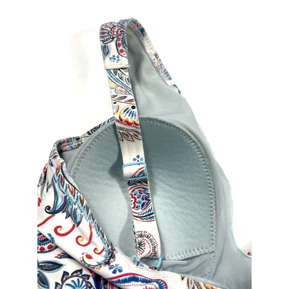 Nip Tuck Swim Louise One Piece Swimsuit Size 6 White Paisley Tummy Control‎ EUC